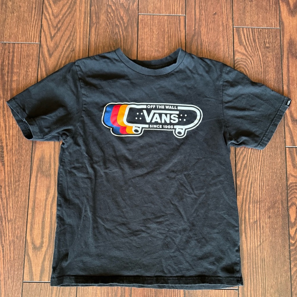Boys Black Skateboard Vans Tee